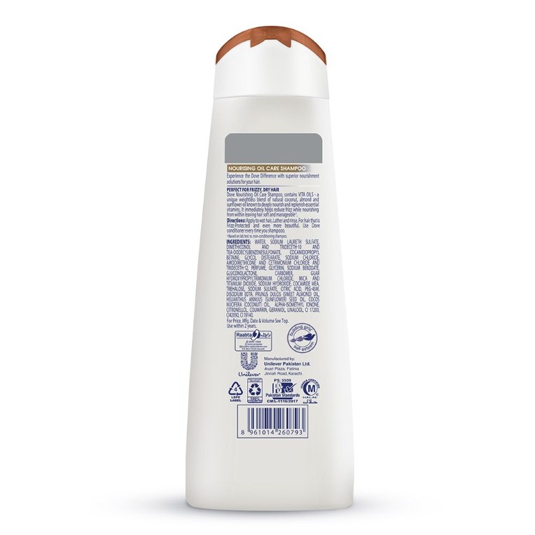 Dove Nourishing Oil Care Shampoo, Frizzy Dry Hair, 175ml